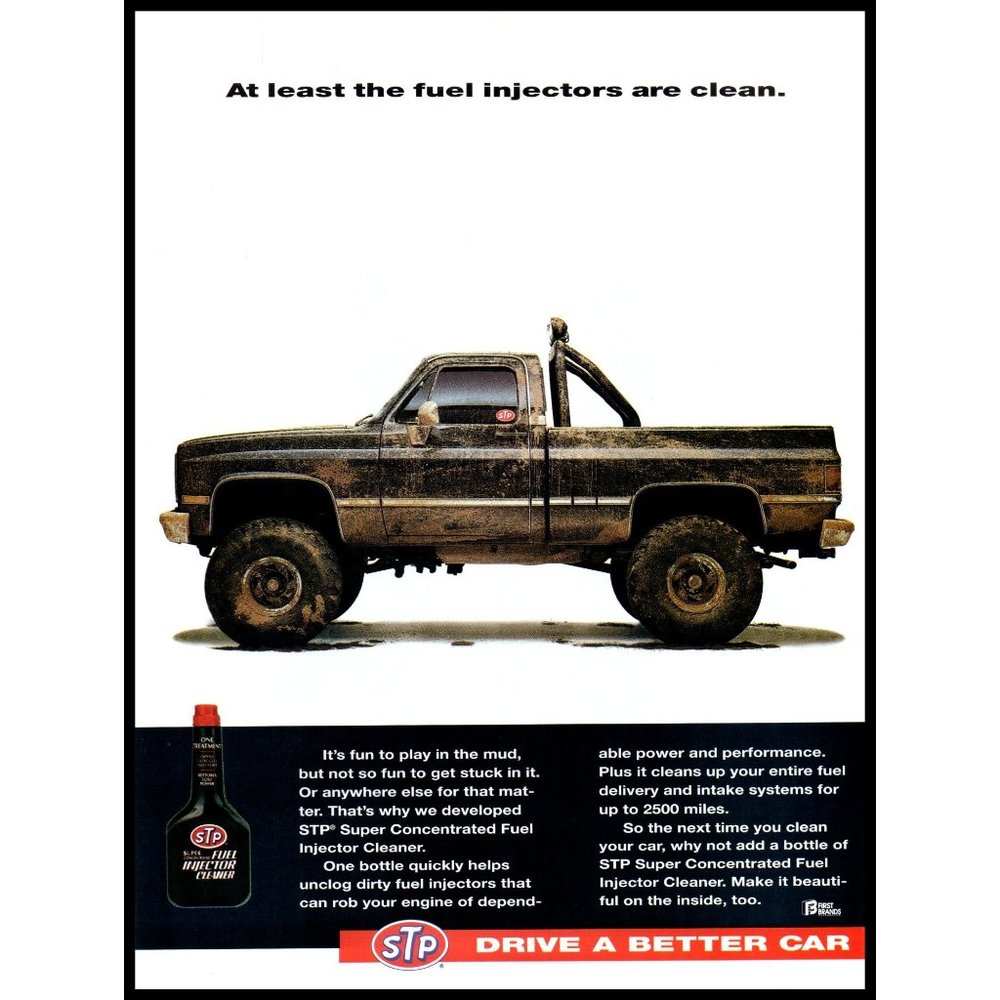 1995 STP Fuel Injector Cleaner Chevy K10 Pickup Truck Vintage Print Ad Wall Art